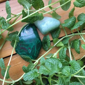 mint and green crystals
